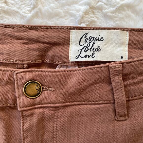 Cosmic Blue Love Women's Straight Leg Pants Size 30 Brown High Rise Soft Jeans - Picture 4 of 10